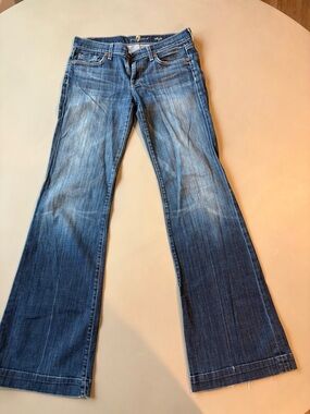 7 For All Mankind Blue Flare Jeans - Mid Wash